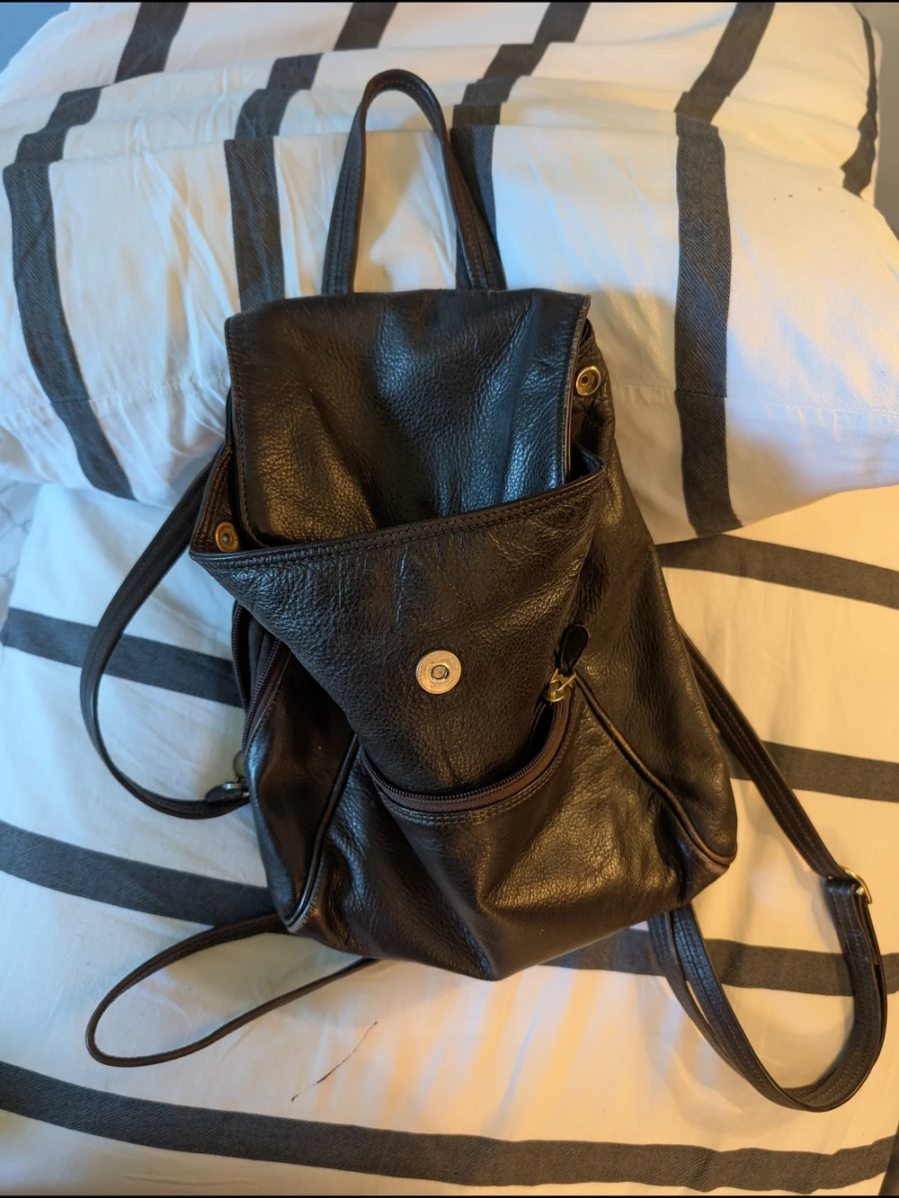 Classic Brown Leather Women’s Backpack Purse